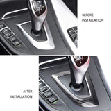 Carbon Fiber Control Gear Box Shift Knob Panel Frame Cover Sticker Interior Trim Replacement for BMW F20 F21 F22 F23 F30 F34 F35 F32 F33 F36 1 2 3 4 Series 14-18 Accessories