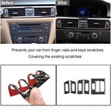 Front Air Conditioning Cover Stickers Interior Center Console Air Vent Trim AC Ventilation Conditioner Outlet Frame Decorations Compatible with E90 E92 E93 3 Series 2005-2012 Old Model Carbon Fiber