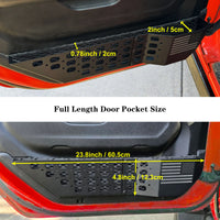 Metal Front Door Pockets Storage Box Replacement for Side Insert Organizer Net Compatible with Jeep Wrangler JL JLU 4XE & Gladiator JT 2020-2024 Interior Door Panel Storage Expansion full length