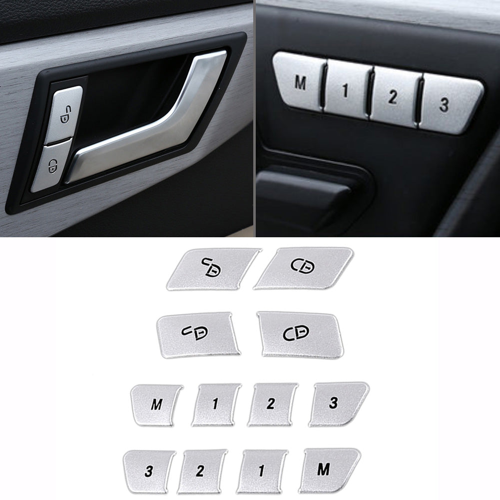 Mercedes Button Sticker Set - Door Lock/Unlock & Memory Seat Switch Cover For W204 C300, E-Class, More (2008-2014)