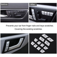 Lock Unlock Button Cover Seat Memory Door Patch Switch Trim Stickers Interior Auto Car Decoration Compatible with Mercedes Benz W246 W204 W212 GLK ML GL A B C E Class C117 GLA CLA CLS GLE GL GLS Accessories