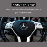 Steering Wheel Button Stickers Cover Car Interior Decoration Trim For Mercedes Benz ML GL GLK GLA CLA CLS SL A B C E G Class W176 W246 W204 W212 W463 W166 Inner Accessories Silver Black(12pcs)