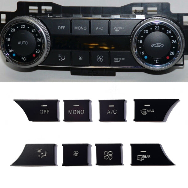 Black Center Console Air Conditioner Button Stickers AC Climate Control Buttons Cover Trim Interior Parts Compatible with Mercedes Benz Old C Class W204 GLK X204 C250 C350 C63 2008-2011 (B)