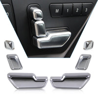 6pcs/set Interior Door Seat Adjust Button Switch Cover Trim Decor Compatible with Mercedes Benz W204 W205 W212 W218 X204 X166 C E GLK GL ML Class GL450 Inside Auto Tuning Silver Brushed