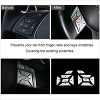 Steering Wheel Button Stickers Cover Car Interior Decoration Trim For Mercedes Benz ML GL GLK GLA CLA CLS SL A B C E G Class W176 W246 W204 W212 W463 W166 Inner Accessories Silver Black(12pcs)