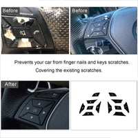 Steering Wheel Button Stickers Cover Car Interior Decoration Trim For Mercedes Benz ML GL GLK GLA CLA CLS SL A B C E G Class W176 W246 W204 W212 W463 W166 Inner Accessories Silver Black(12pcs)